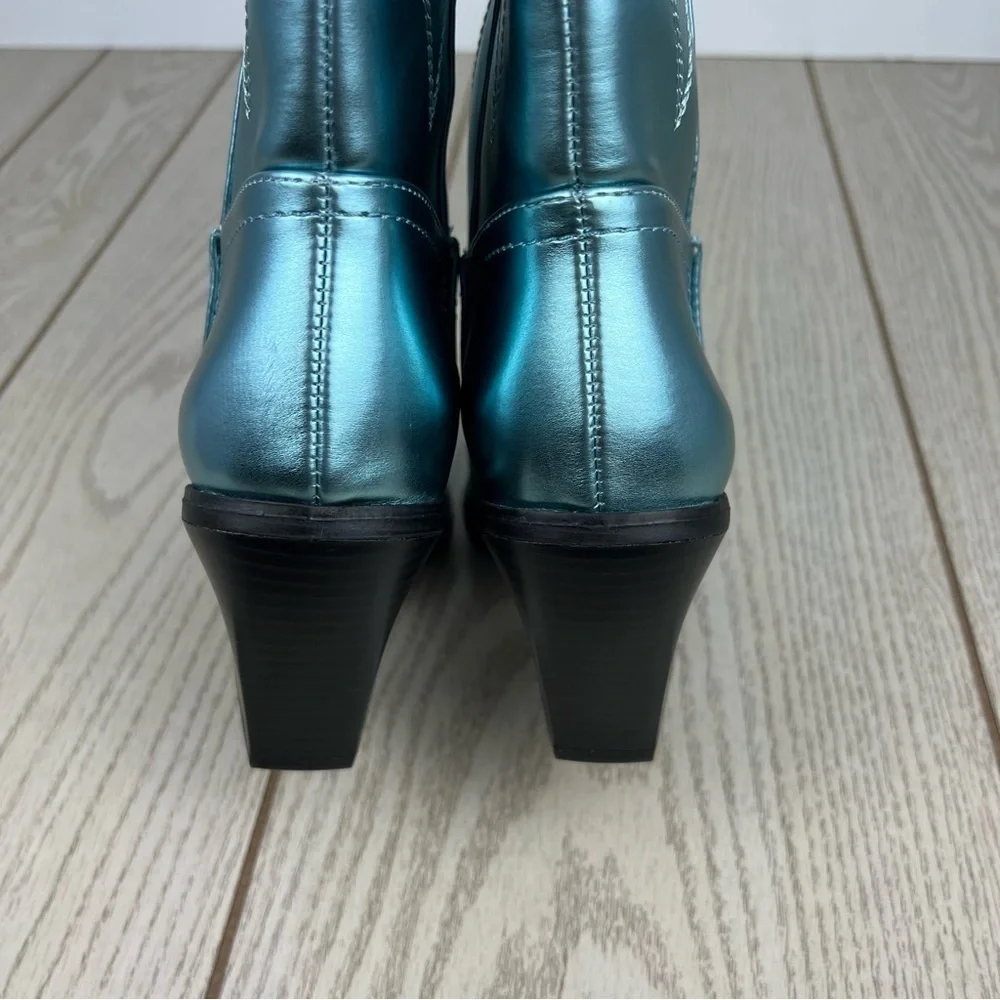 Madden Girl Arizona Knee High Cowboy Boots 7.5M Metallic Blue $99